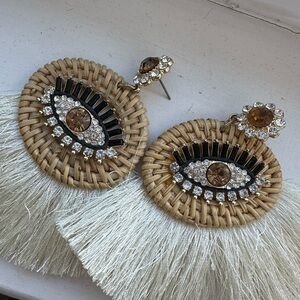 Elegant Woven Eye Earrings with Crystal Accents